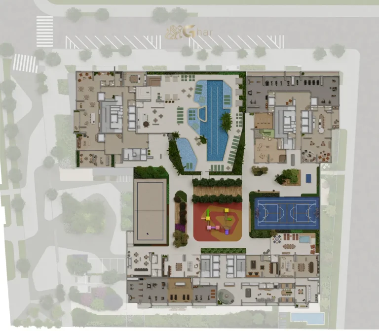 Planta de implantação do 4º pavimento de lazer do Alameda Tatuapé Condomínio Clube Residences