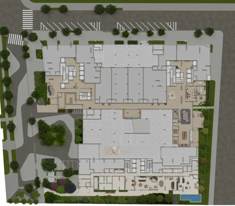 Planta de implantação do térreo do Alameda Tatuapé Condomínio Clube Residences