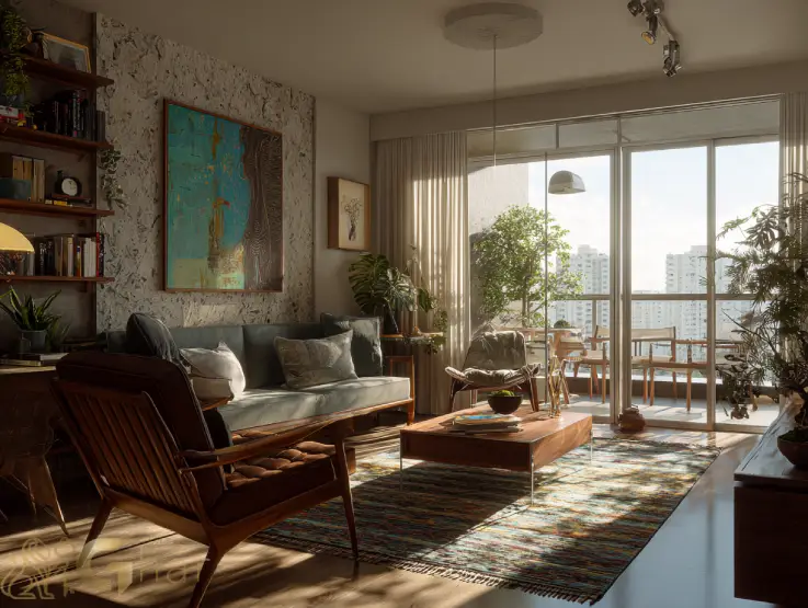 Sala de estar com varanda em imóvel na zona norte da capital paulista