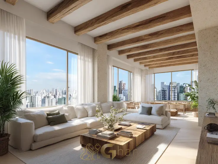 Sala integrada com varanda em imóvel na zona sul, São Paulo