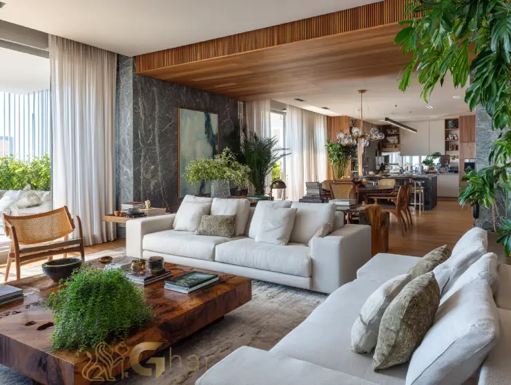 Sala de estar e jantar integrada com cozinha em apartamento na Consolação