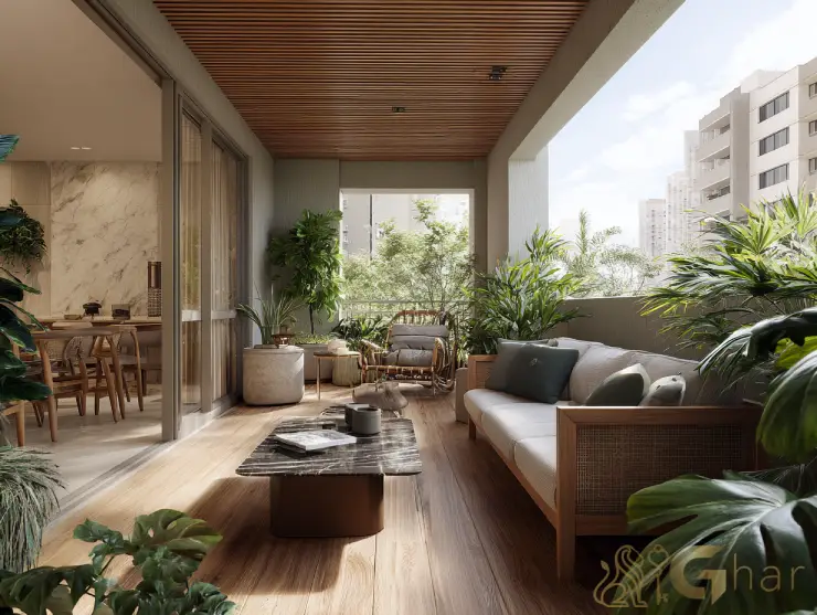 Varanda integrada à sala de jantar em apartamento na Consolação