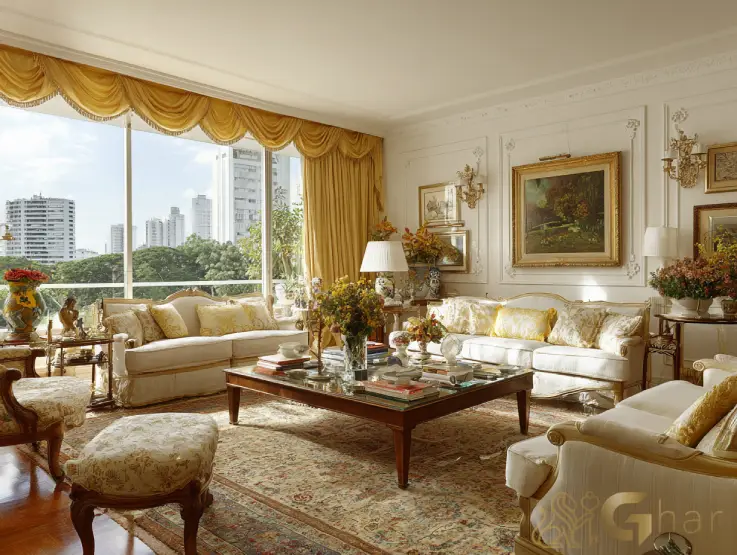 Imóvel na zona sul de São Paulo com sala de estar em estilo clássico