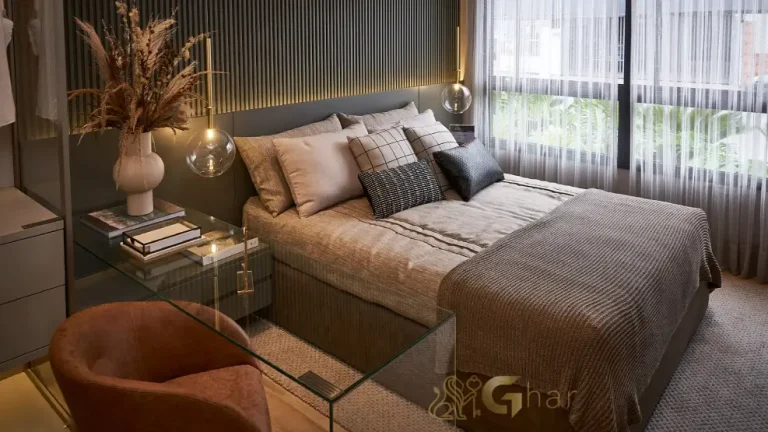 Quarto de casal do apartamento decorado do Ateliê 365 151 m² com suíte confortável