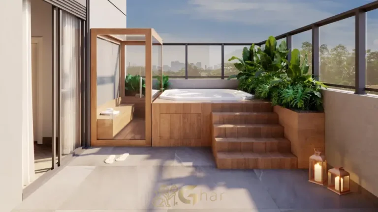 Terraço do apartamento giardino decorado do Ateliê 365 no Brooklin com área externa privativa