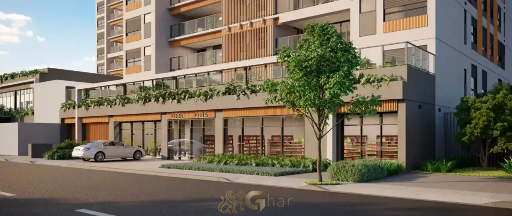 Fachada ativa com lojas no térreo do Ateliê 365 no Brooklin