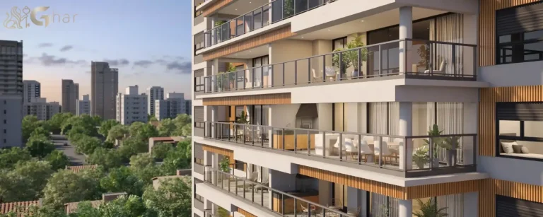 Fachada do Ateliê 365 com varandas amplas e design moderno