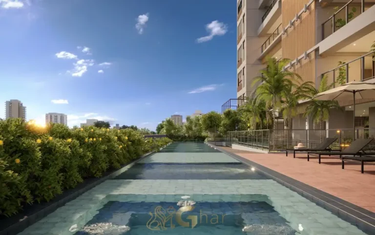 Piscina descoberta do Ateliê 365 no Brooklin com solarium e área de lazer