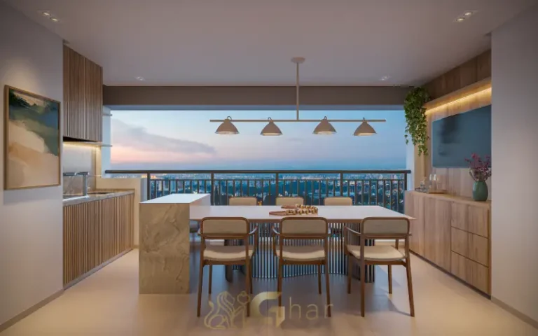 Terraço do apartamento decorado 96 m² no Auge Resort Tatuapé