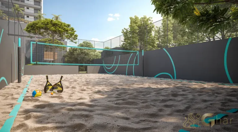 Quadra de beach tennis no Auge Resort Tatuapé Residences by Diálogo