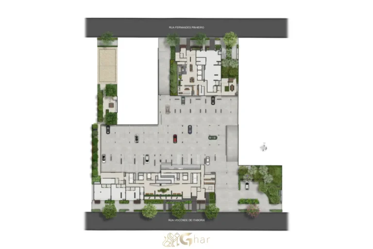 Planta de implantação do térreo do Auge Resort Tatuapé Residences by Diálogo