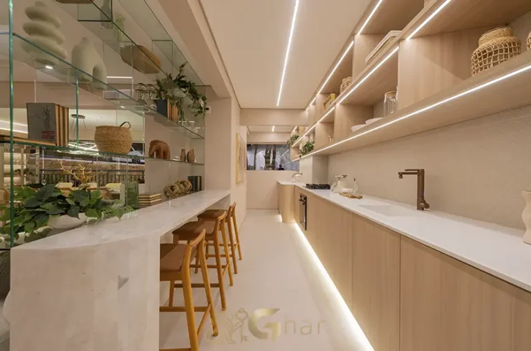 Cozinha do apartamento decorado de 128 m² no Bosque Diálogo Jd. Prudência com acabamento premium