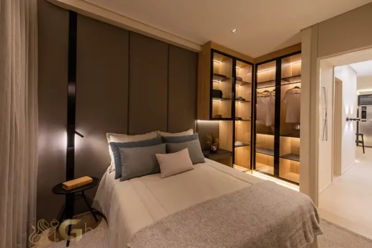 Quarto suíte do apartamento decorado de 83 m² no Bosque Diálogo Jd. Prudência com aconchego e privacidade