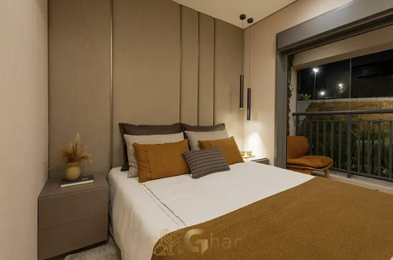 Suíte do apartamento decorado de 128 m² no Bosque Diálogo Jd. Prudência com conforto e privacidade