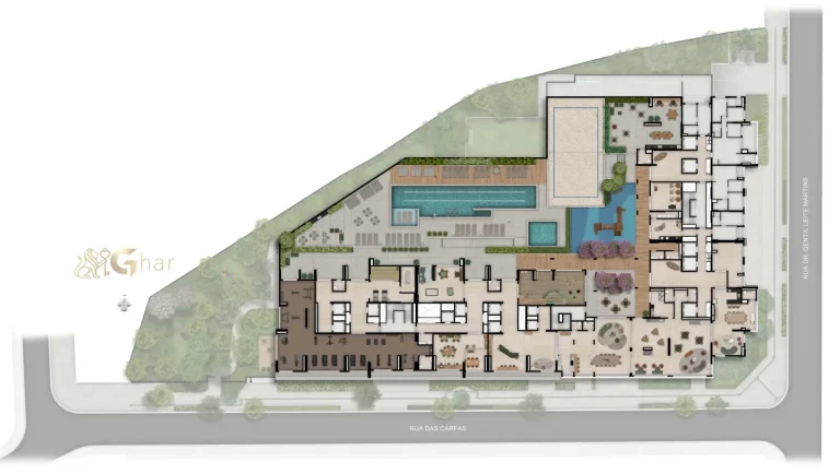 Planta de implantação das áreas de lazer do Bosque Diálogo Jd. Prudência