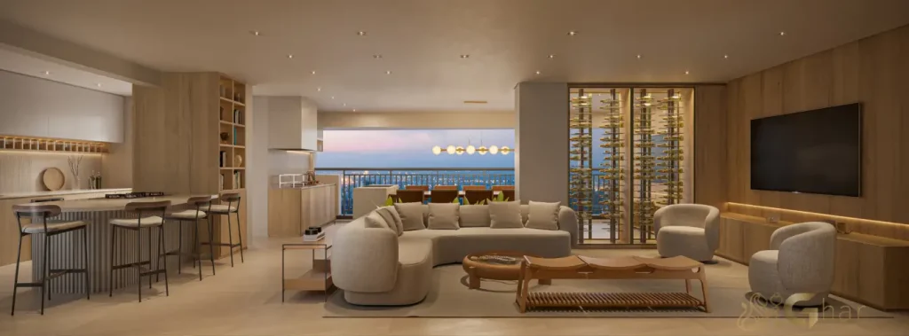 Living do apartamento decorado de 167 m² no Bosque Santa Cruz by Diálogo Residences