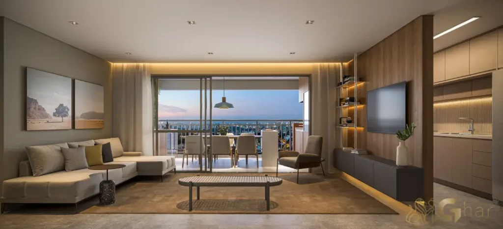 Varanda do apartamento decorado de 87 m² no Bosque Santa Cruz