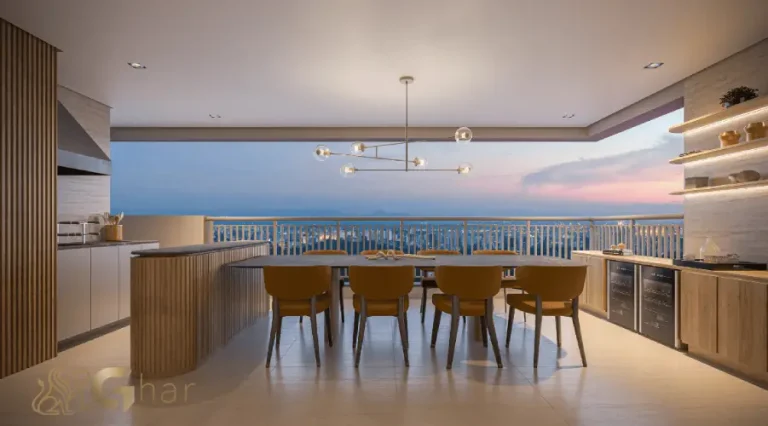 Terraço gourmet no apartamento decorado de 106 m² do BoulevarDiálogo Butantã
