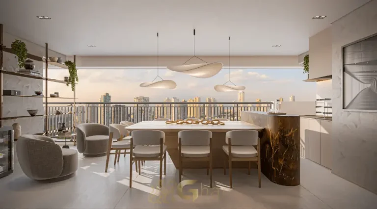 Terraço gourmet no apartamento decorado de 134 m² do BoulevarDiálogo Butantã