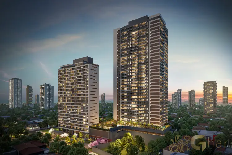 Fachada do condomínio BoulevarDiálogo Butantã com arquitetura contemporânea