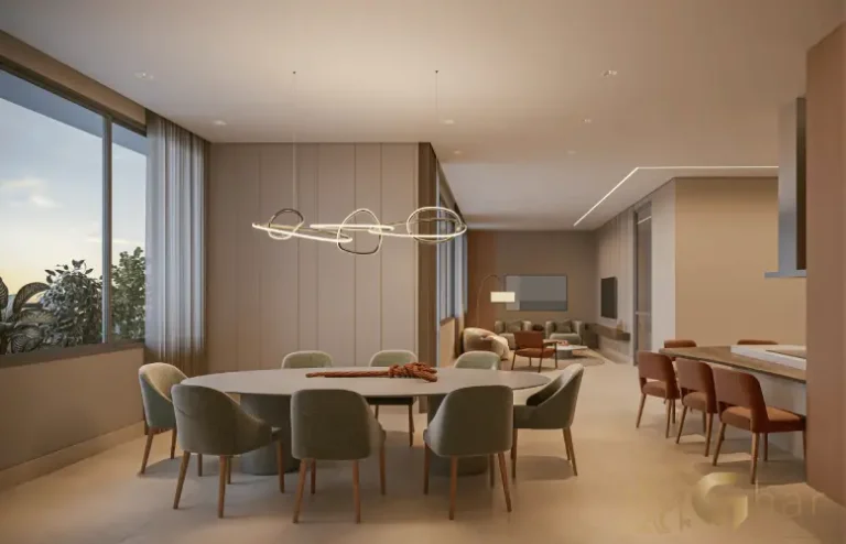 Salão gourmet no condomínio BoulevarDiálogo Butantã equipado para confraternizações