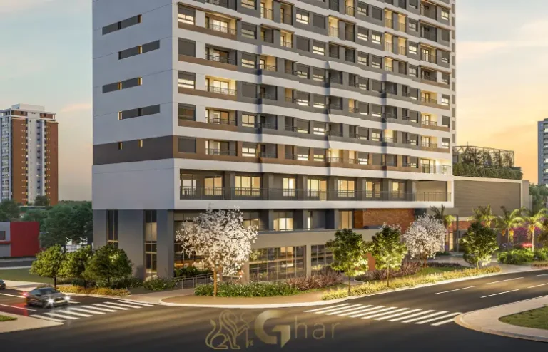 Fachada com portaria do BoulevarDiálogo Butantã Smart