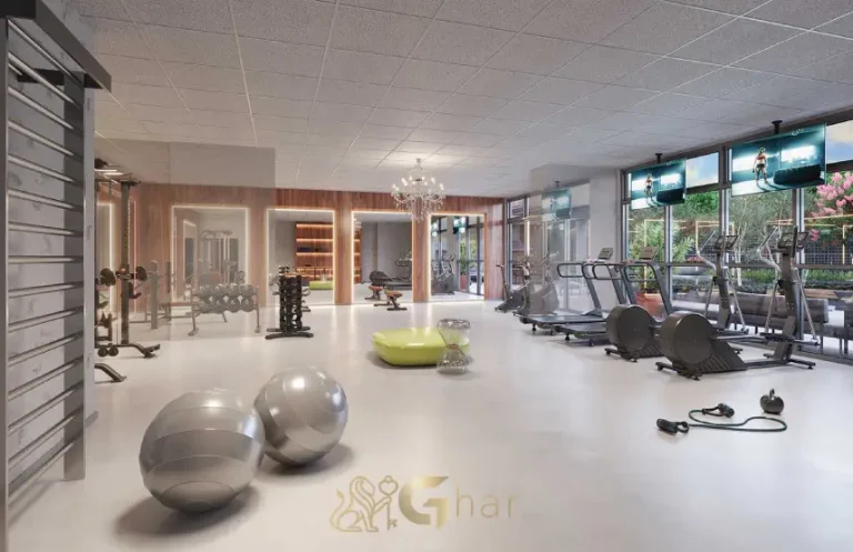 Área fitness aeróbica do condomínio Chanés Street em Moema