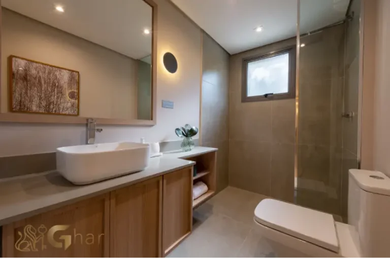 Banheiro da suíte do apartamento decorado de 88m² no Club Station Parque Vila Ema