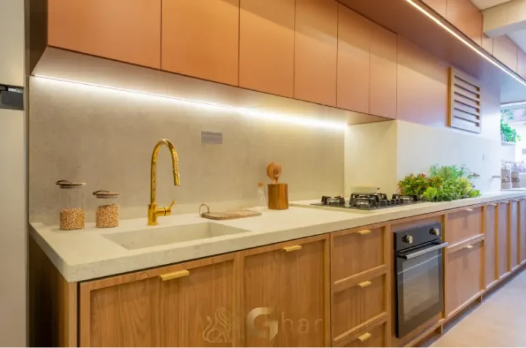 Cozinha do apartamento decorado de 88m² no Club Station Parque Vila Ema