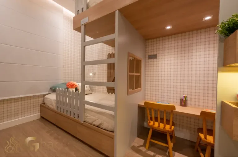 Quarto do apartamento decorado de 88m² no Club Station Parque Vila Ema