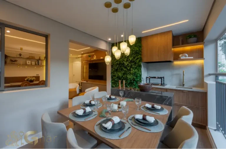 Terraço gourmet do apartamento decorado de 88m² no Club Station Parque Vila Ema