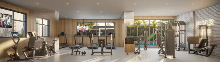 Academia fitness do Club Station Parque Vila Ema equipada para treinos completos