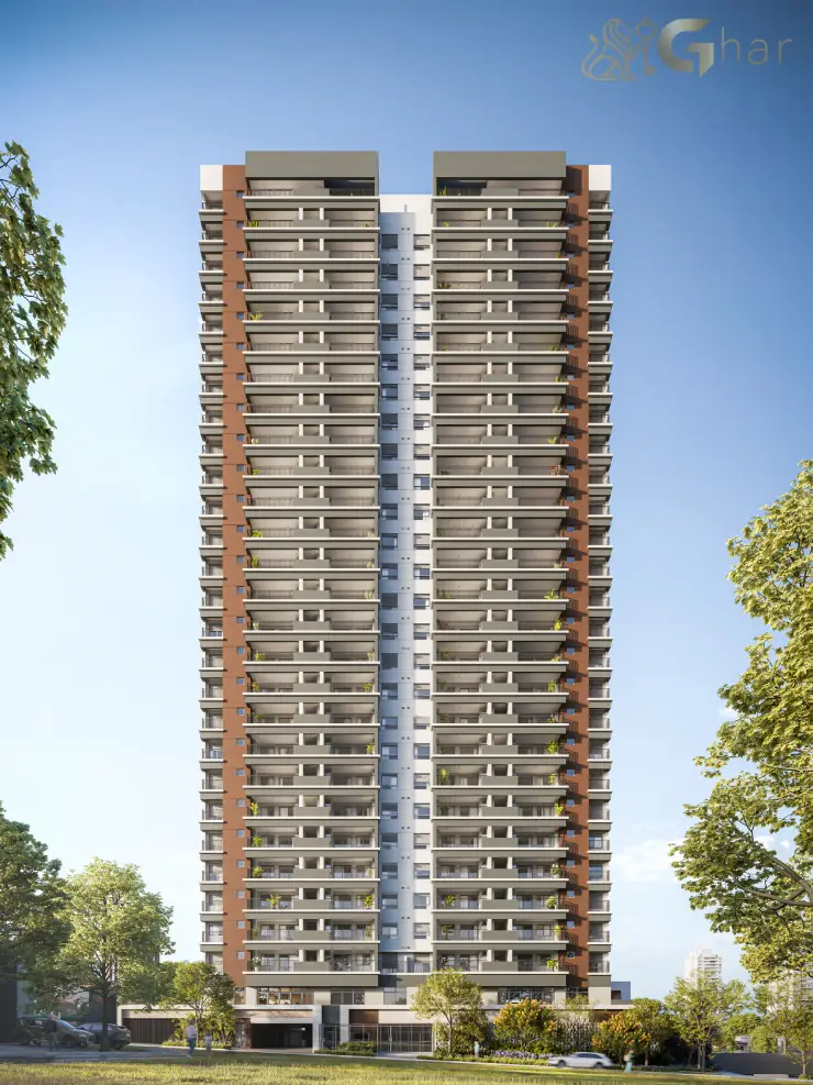 Fachada contemporânea do condomínio Club Station Parque Vila Ema