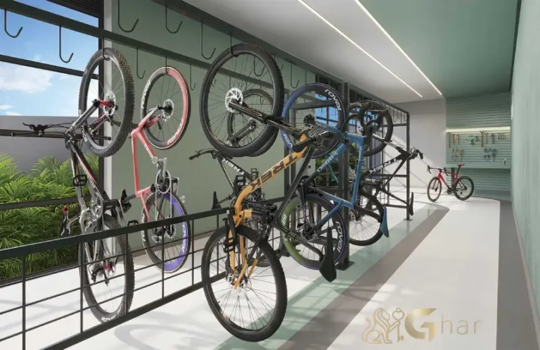 Bicicletário do Dot. 230 by Triptyque em Pinheiros com espaço dedicado para bikes