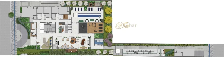 Planta de implantação do térreo e subsolos do condomínio Dot. 230 by Triptyque em Pinheiros