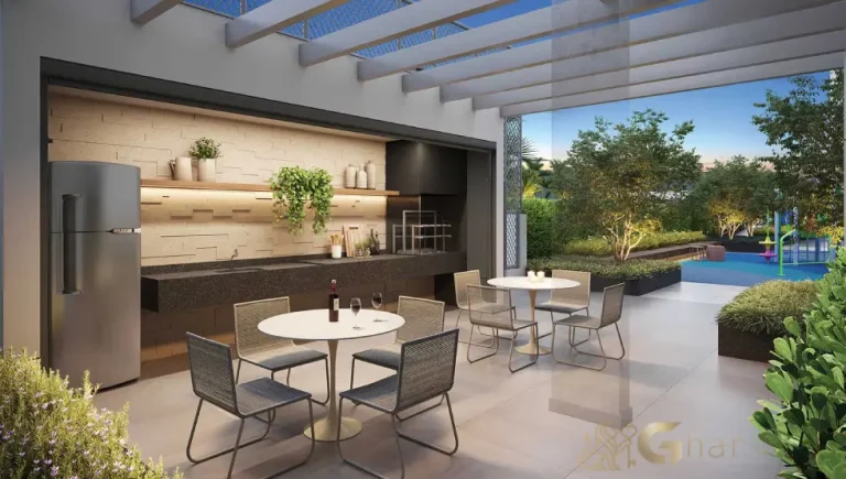 Churrasqueira do East Blue Residences Tatuapé integrada à área de lazer