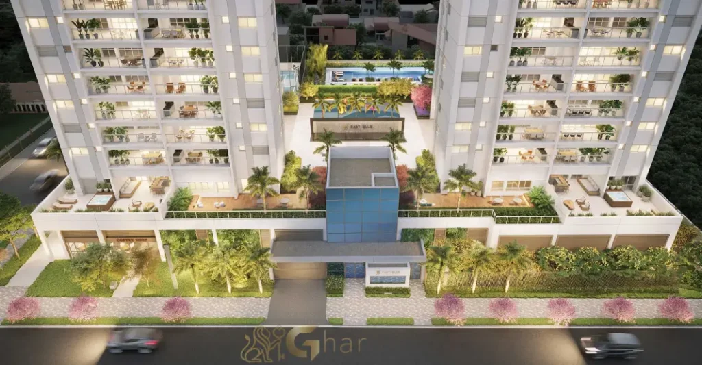 Fachada com acesso principal do East Blue Residences Tatuapé em projeto residencial de alto padrão