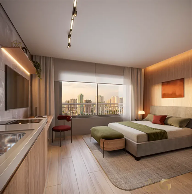 Studio decorado de 28 m² no Grand Club Home Spaces Alto da Boa Vista