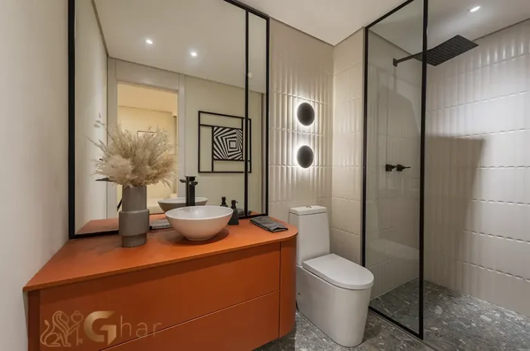 Banheiro da suíte do apartamento decorado de 184 m² no Grand High Residences Alto da Boa Vista com acabamentos luxuosos