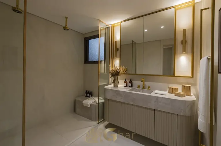 Banheiro da suíte master do apartamento decorado de 184 m² no Grand High Residences Alto da Boa Vista