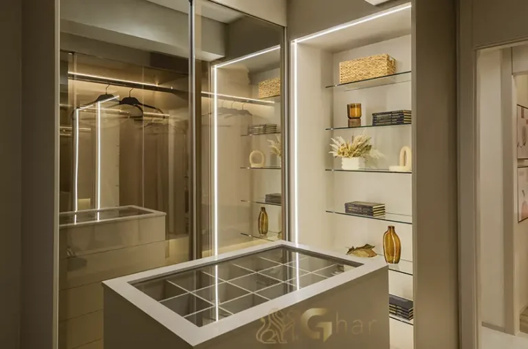 Closet da suíte do apartamento decorado de 184 m² no Grand High Residences Alto da Boa Vista