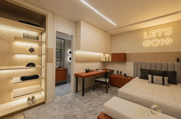 Quarto do apartamento decorado de 184 m² no Grand High Residences Alto da Boa Vista