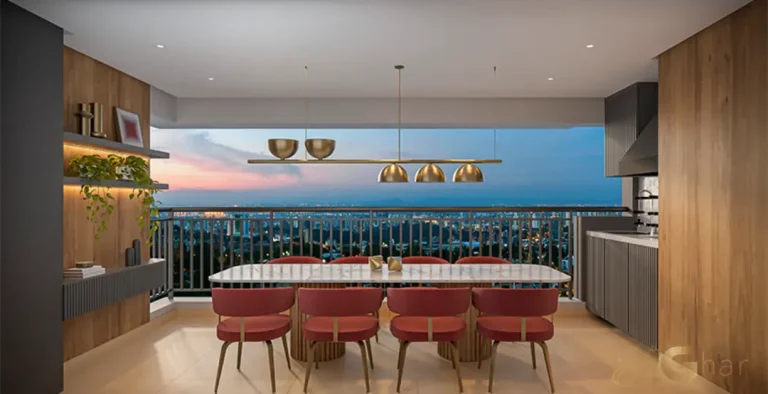 Terraço do apartamento decorado de 97 m² no Grand High Residences Alto da Boa Vista