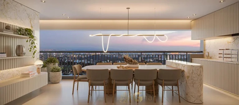 Terraço gourmet do apartamento decorado de 184 m² no Grand High Residences Alto da Boa Vista