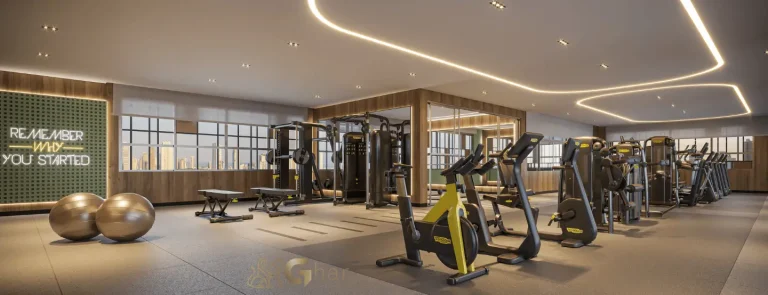 Espaço fitness do Grand High Residences Alto da Boa Vista com ambiente moderno