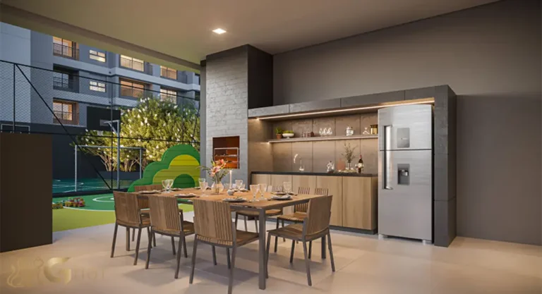 Churrasqueira do Grand High Residences Alto da Boa Vista em área de lazer