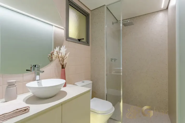 Banheiro da suíte 2 do apartamento decorado High Line Tatuapé com 110 m²