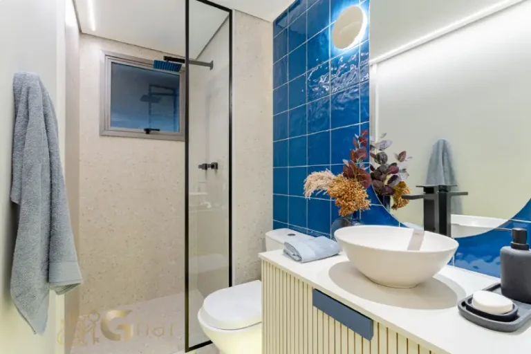 Banheiro da suíte 3 do apartamento decorado High Line Tatuapé com 110 m²