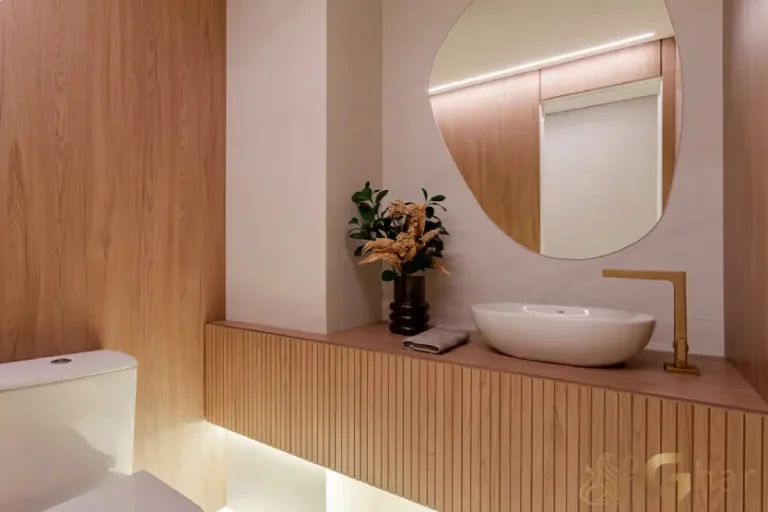 Lavabo do apartamento decorado High Line Tatuapé com 110 m²