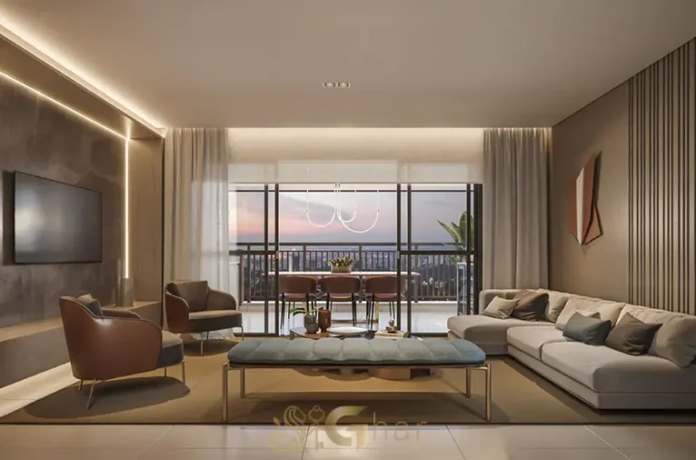 Living do apartamento decorado High Line Tatuapé com 91 m²